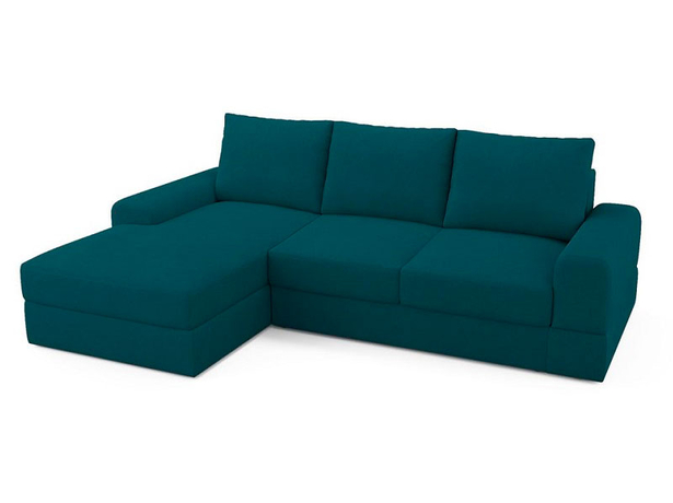 Угловой диван-кровать Kudde (левый) сине-зеленый