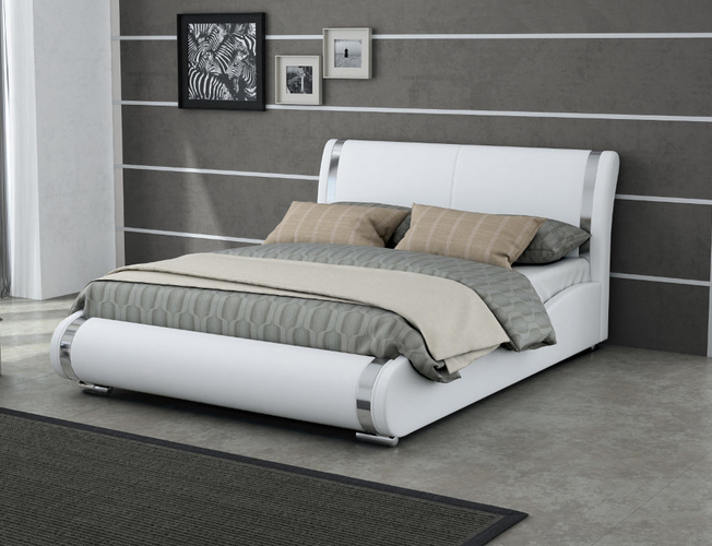 Белая кровать Corso 8 кожа