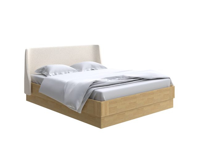 Кровать Lagom Side Wood с подъемным механизмом, Лама бежевый