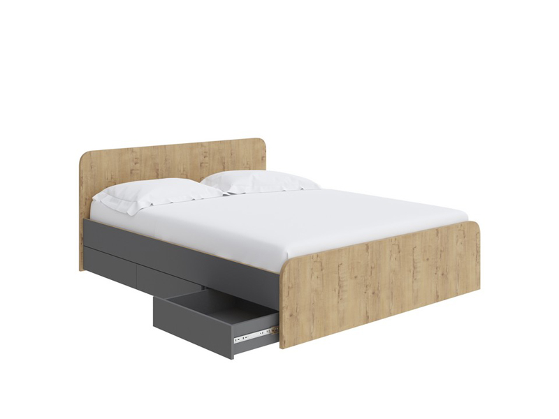 Кровать Way Plus с ящиками, Бунратти/Вулканический серый